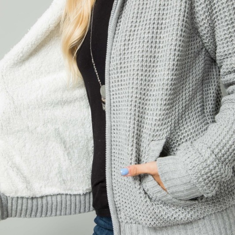 LAST 1! Super cozy Sherpa lined zip up hoodie - Picture 8 of 8
